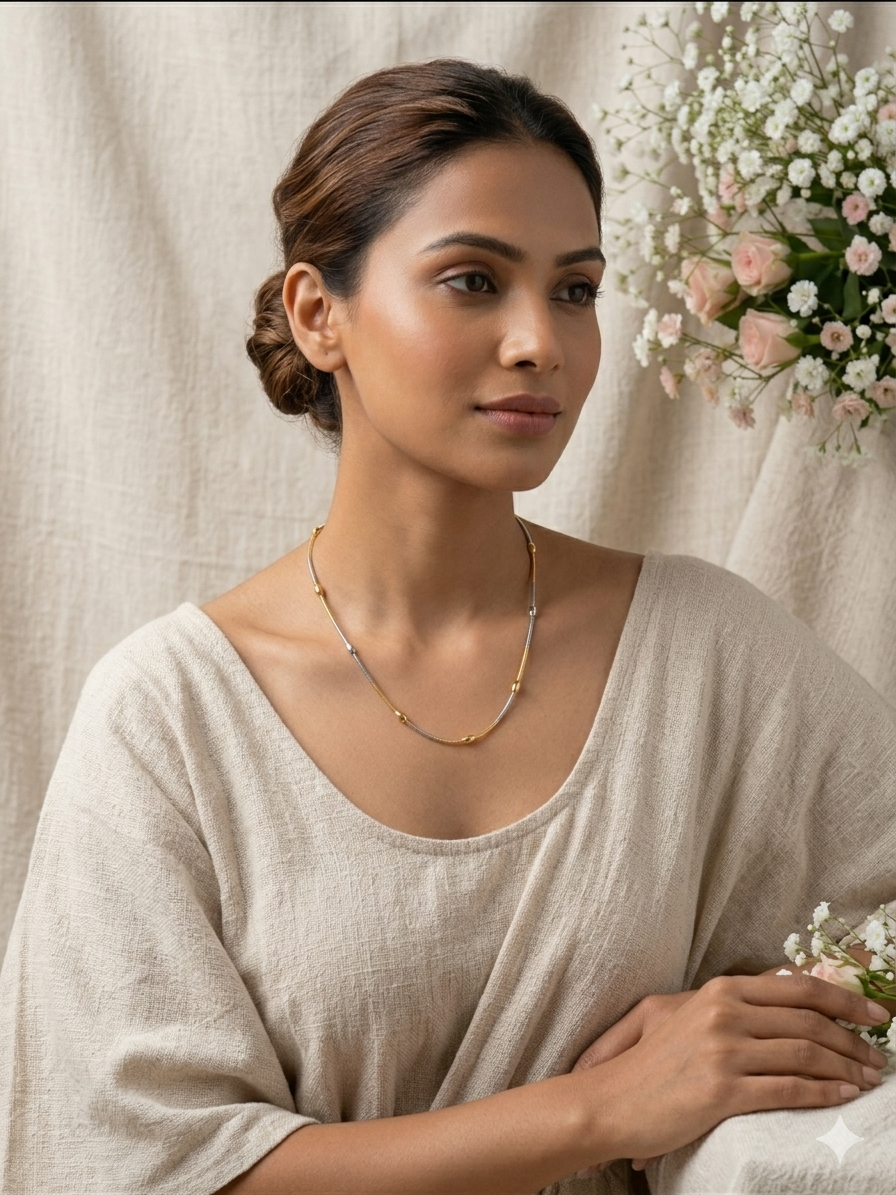 Two Tone  bead Chain Necklace