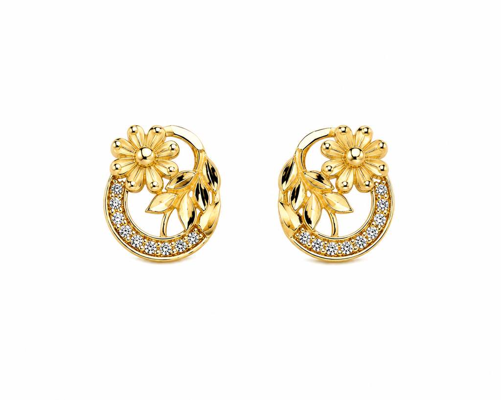 Floral Shaped Earrings 1 Gram Gold Plated
